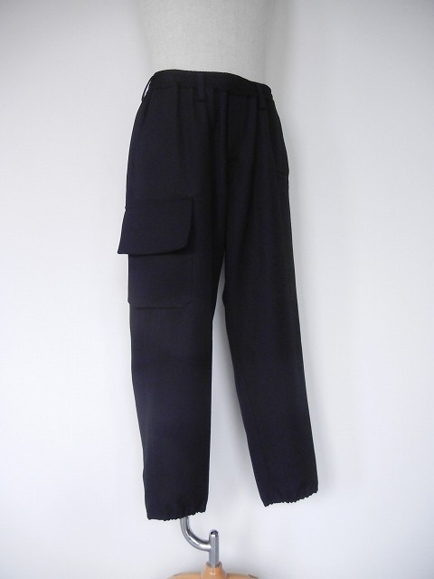 美品□Yohji Yamamoto ヨウジヤマモト HR-P03-141 REGULATION 一部レザー使い S-WリブラップPパンツ パンツ ネイビー 1 日本製 正規品 メンズ DSCN6491.jpg